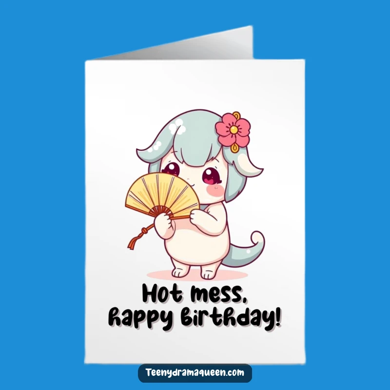 Free Printable Birthday Card: Funny Fanning Character, Hilarious Downloadable Gift for Her