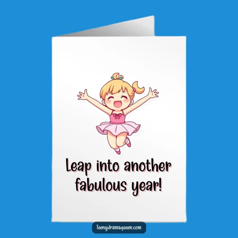 Free Printable Birthday Card: Joyful Tutu Leap - Funny Downloadable Gift