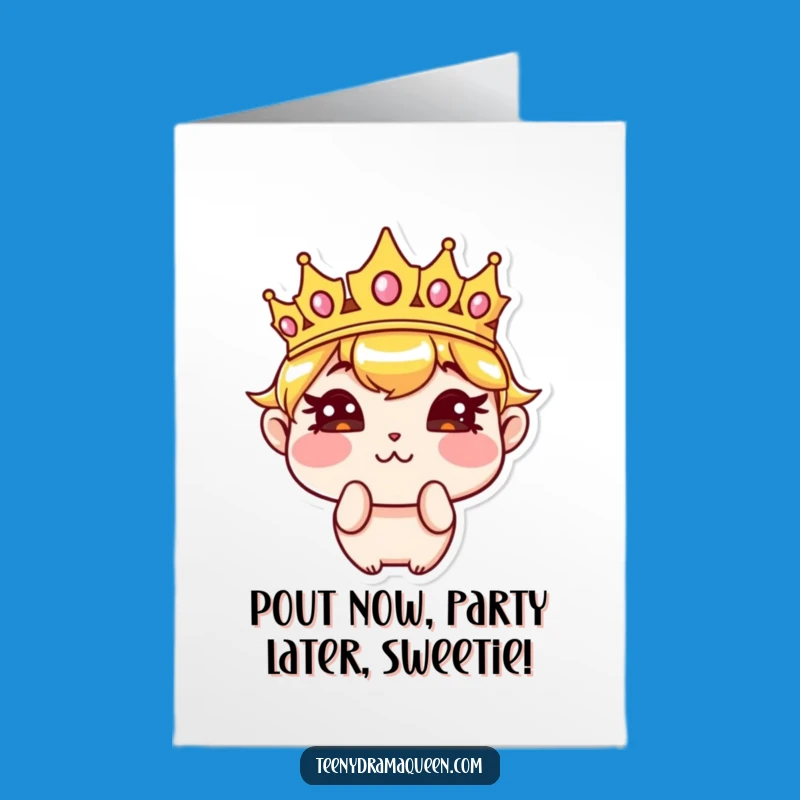 Free Printable Bday Card: Sassy Crown Birthday Girl Pouting Hilariously