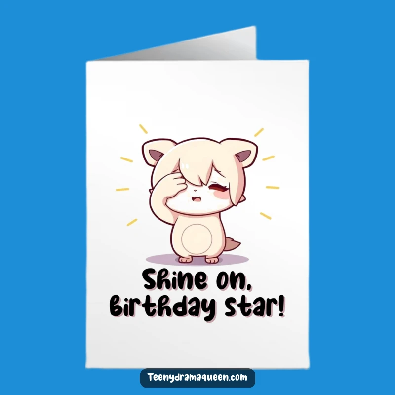 Free Printable Birthday Card: Dramatic Character Shields Eyes, Funny Downloadable Gift!