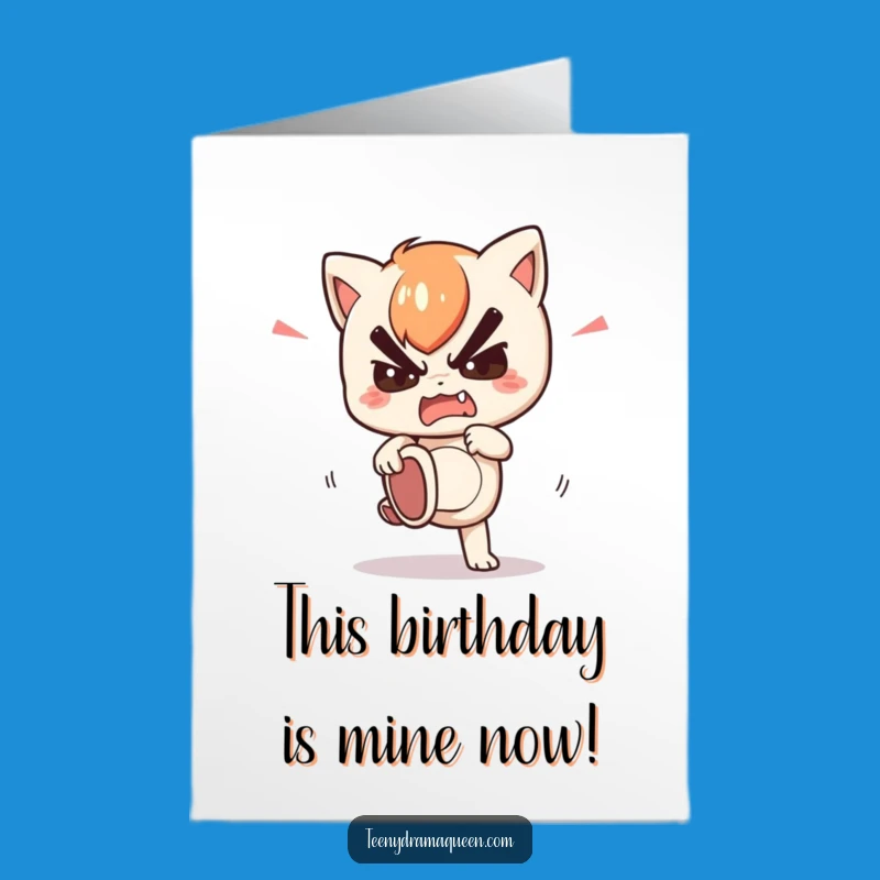 Free Printable Birthday Card: Angry Kawaii Stomping Character - Funny Download Gift