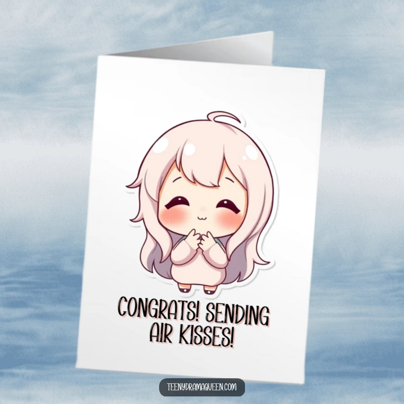 Funny Free Printable Congratulations Card: A joyous character puckering up to blow a cute, tiny kiss celebrating your fantastic achievement.