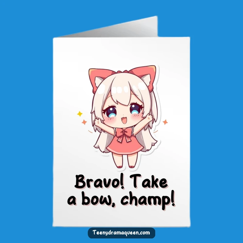 Free Printable Congrats Card: Bowing Character, Grand Downloadable Gift