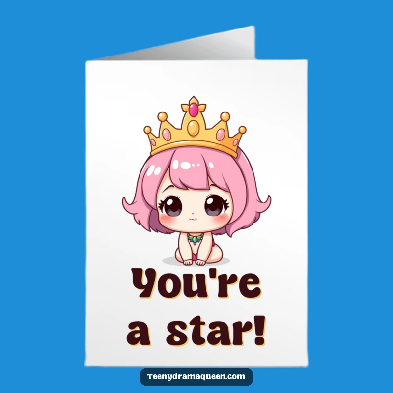 Free Printable Congrats Card: Crowned Funny Character Downloadable Gift