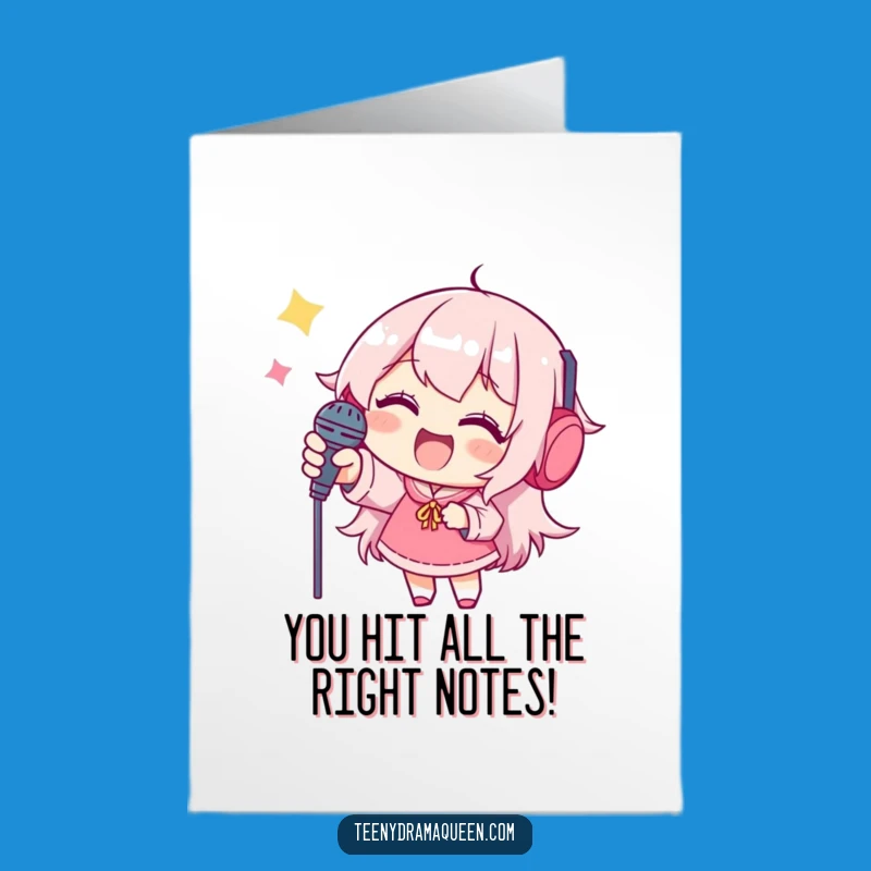 Free Printable Congrats Card: Funny Singing Character, Celebrate with a Song!