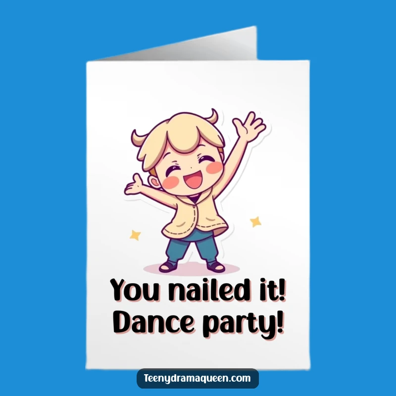 Free Printable Congrats Card: Goofy Dancer, Joyful Downloadable Gift for Any Achievement