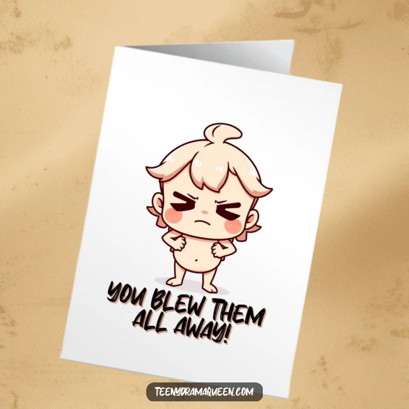 Funny Free Printable Congratulations Card: Character looking displeased, hands on hips, perfect for a sarcastic downloadable gift.