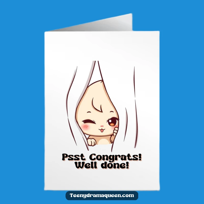 Free Printable Congrats Card: Peeking Character, Secretive Downloadable Gift