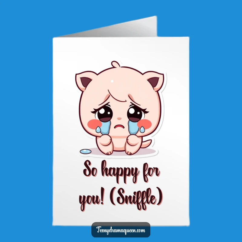 Free Printable Congratulations Card: Crying Kawaii Character - Downloadable Sentimental Gift