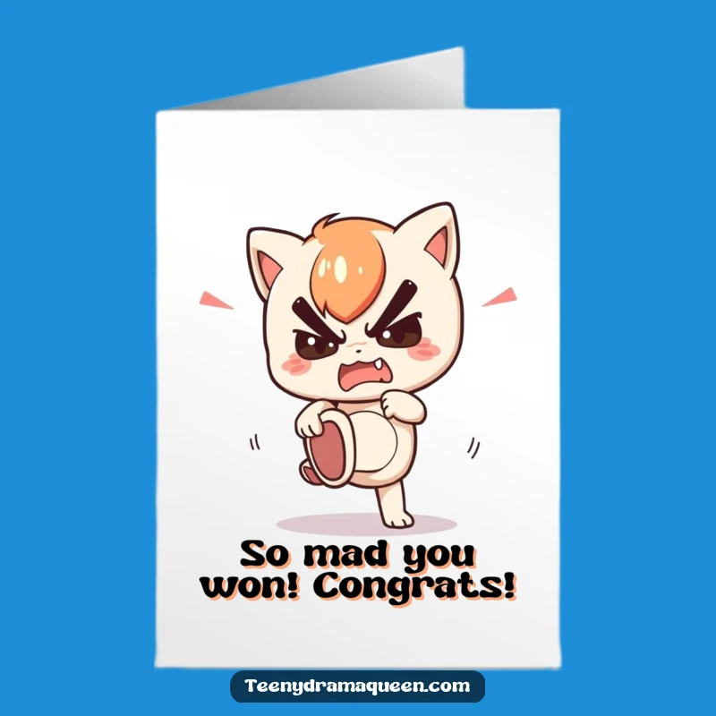Free Printable Congratulations Card: Stomping Kawaii Character - Downloadable Fierce Gift
