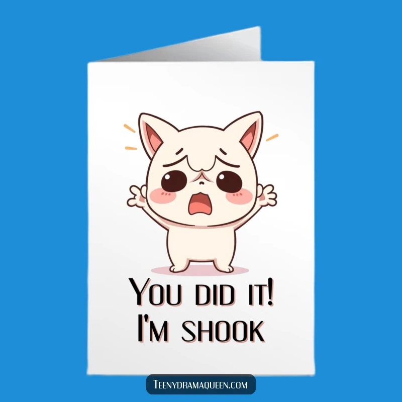 Free Printable Congratulations Card: Exasperated Kawaii Character - Downloadable Humorous Gift