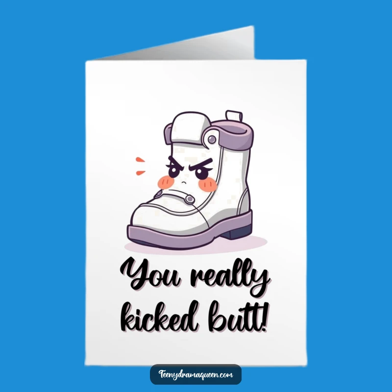 Free Printable Congrats Card: Grumpy Shoe Character - Funny Downloadable Celebration Gift