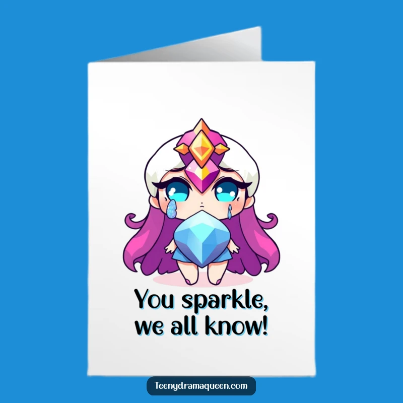 Free Printable Congrats Card: Dramatic Jewel Weeps Glittery Congrats