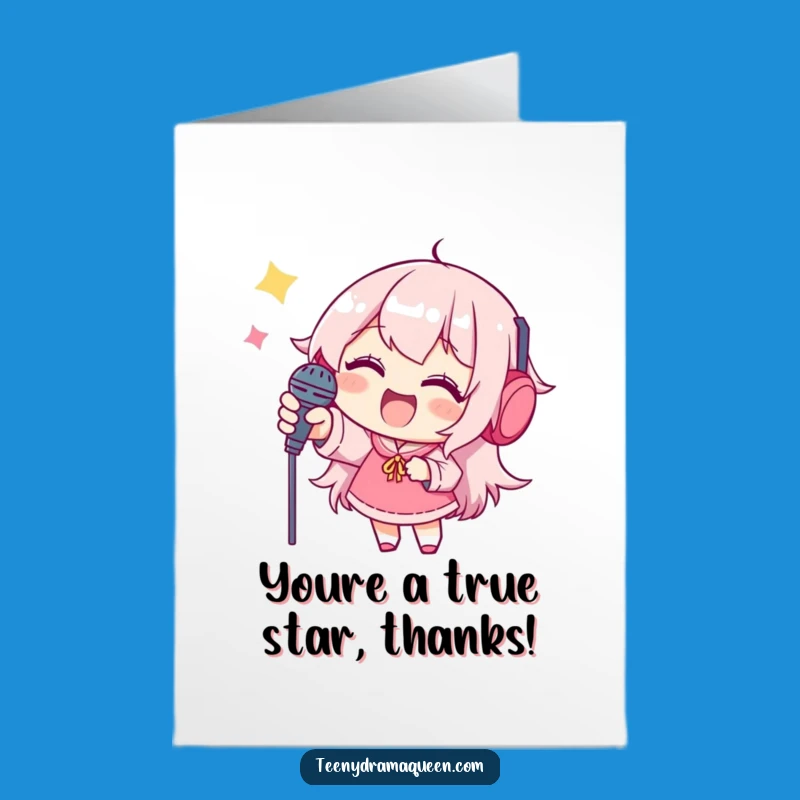 Free Printable Thank You Card: Funny Singing Character, Express Gratitude Loudly