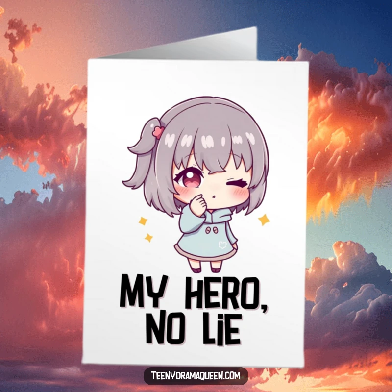 Funny Free Printable Thank You Card: A character whispering with a conspiratorial wink, sharing a secret thanks with a playful grin.