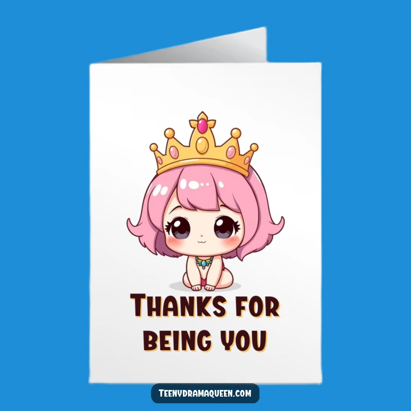 Free Printable Thank You Card: Grateful Tiara Character Downloadable Gift