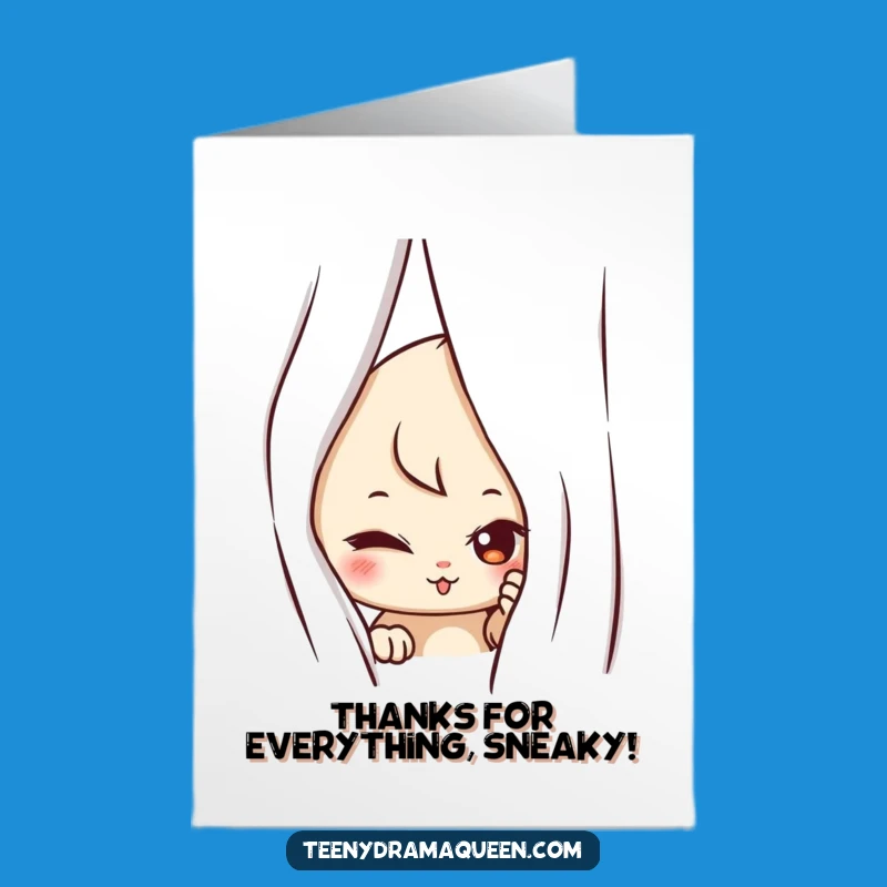 Free Printable Thank You Card: Peeking Character, Playful Downloadable Gift