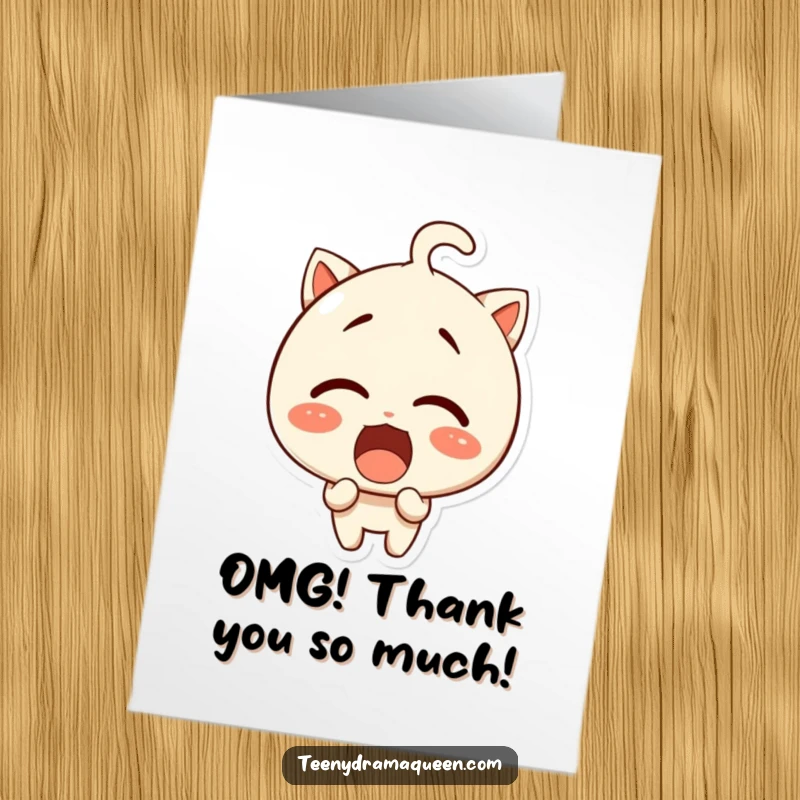 Funny Free Printable Thank You Card: Giggling character with a hilariously shocked and amazed expression.