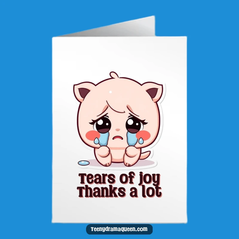 Free Printable Thank You Card: Crying Kawaii Character - Downloadable Grateful Gift
