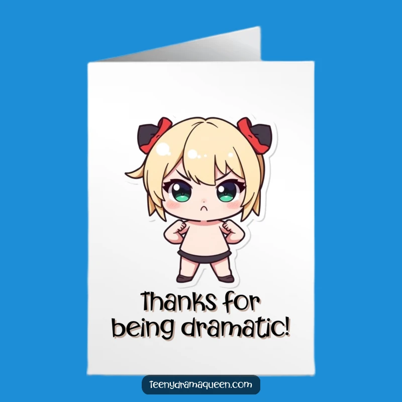 Free Printable Thank You Card: Tiny Character Pout, Funny Downloadable Gift!