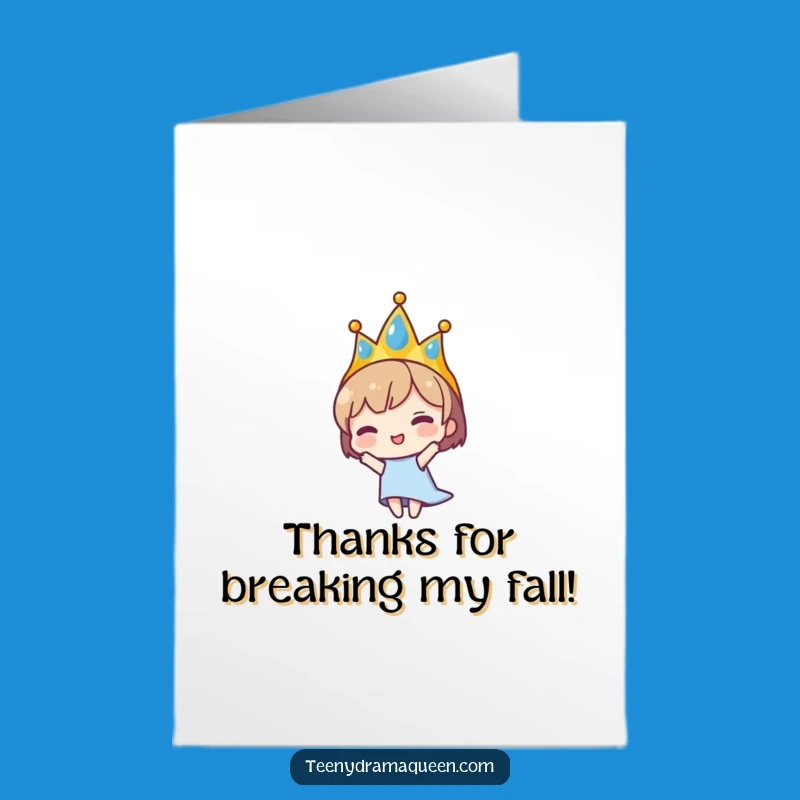 Free Printable Thank You Card: Falling Tiara Character, Cheerful Downloadable Gift