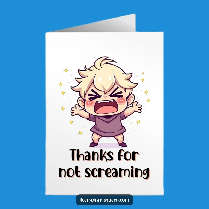 Free Printable Thank You Card: Tiny Sparkly Tantrum for Sarcastic Gratitude, Downloadable