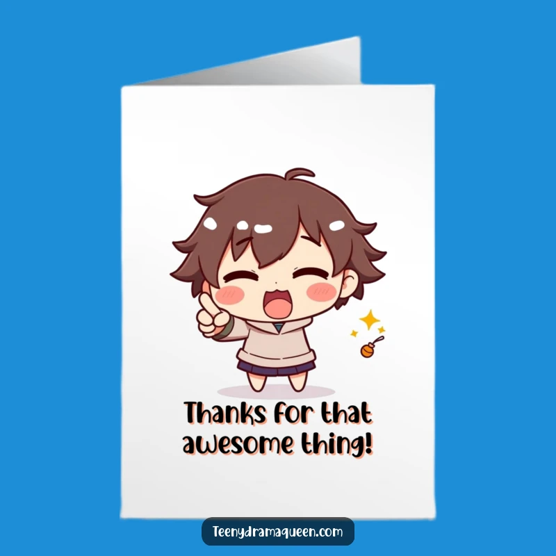 Free Printable Thank You Card: Pointing Character, Expressive Downloadable Gift