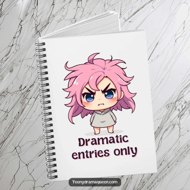 Funny notebook with a character performing a dramatic hair flip, looking utterly affronted and sassy.