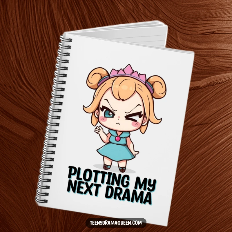 Funny Notebook: Teeny drama queen character with exaggerated eye roll and sassy pose, ideal for jotting down dramatic ideas.