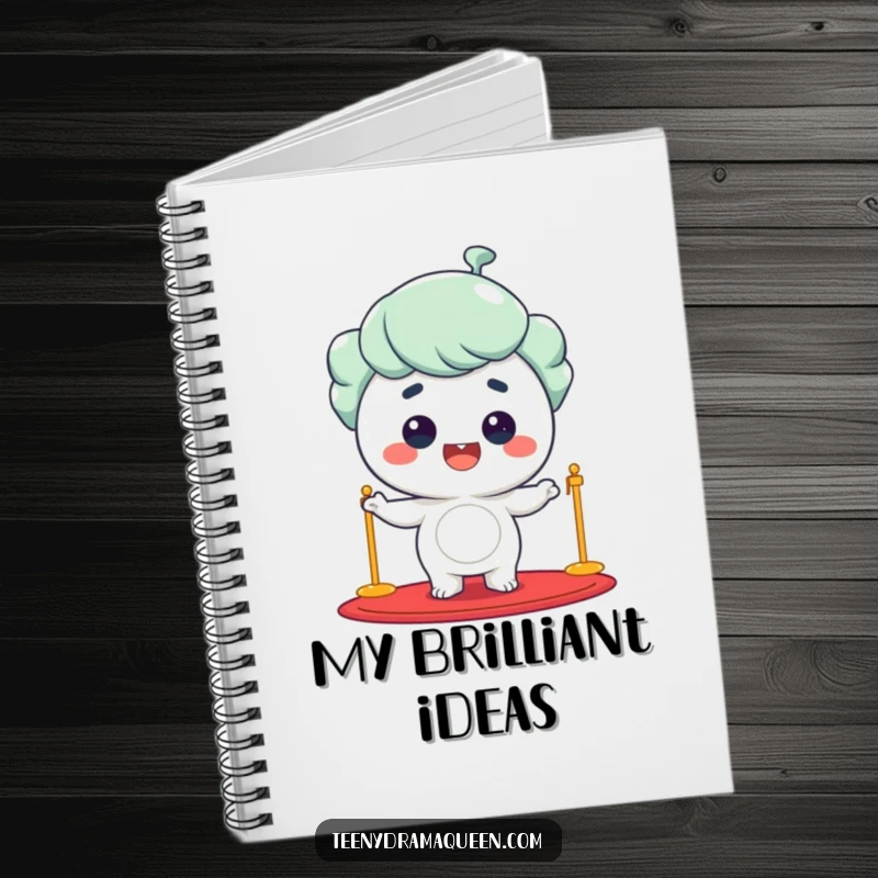 Funny giggling character posing on a red carpet, beaming, ideal for journaling or note-taking with star-inspired humor.