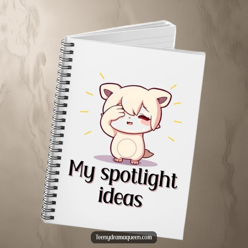 Funny Character Notebook: Lined journal featuring a small figure dramatically shielding their eyes from an imaginary spotlight.