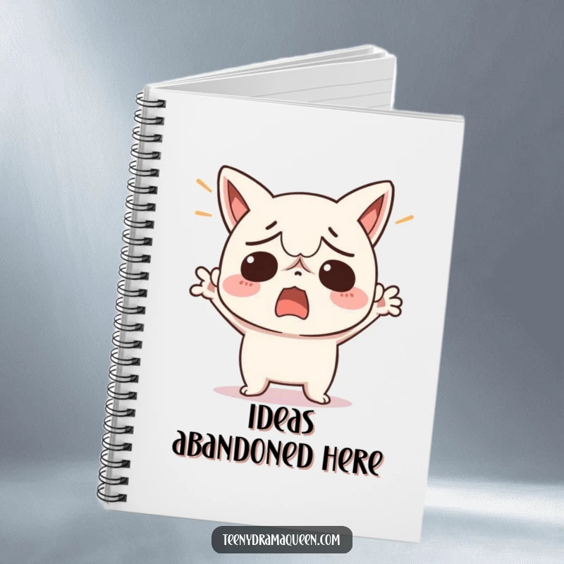 Funny notebook with a kawaii character throwing its hands up in exasperation, ready to capture all your vented thoughts and ideas.