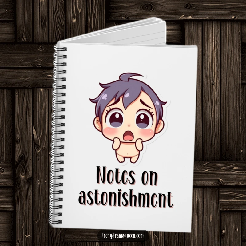 Funny Notebook: Little character with a shocked expression and wide eyes, ideal for jotting down surprising thoughts.