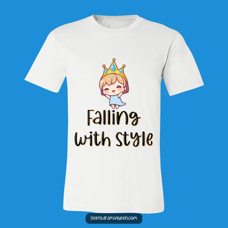Funny Falling Tiara T-Shirt - Comedic Dramatic Apparel for Divas