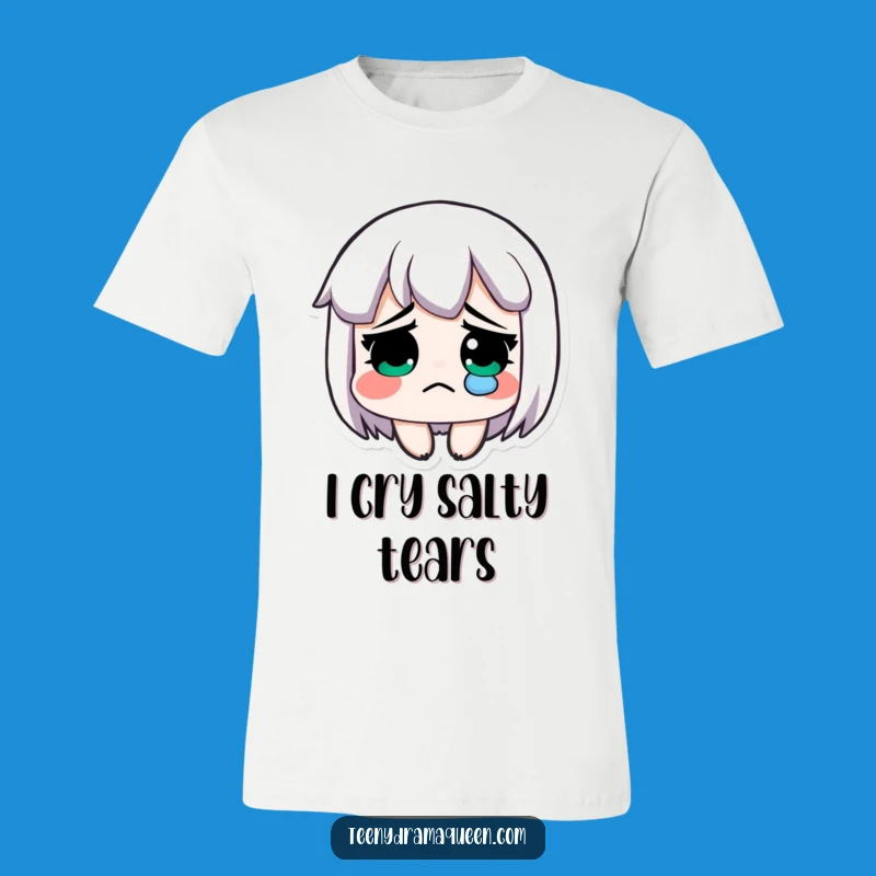 Funny Drama Queen Tee: Sad Character's Tear Drop, Comical Mood Gift!