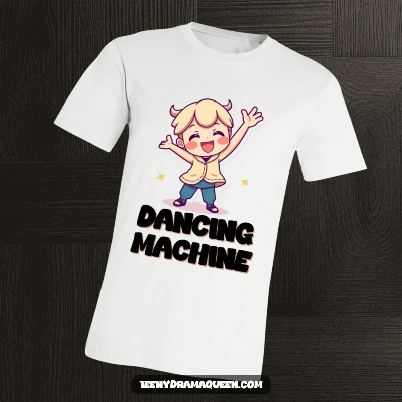 Funny t-shirt featuring a playful character striking a wildly exaggerated and silly dance pose, exuding pure, unadulterated fun.