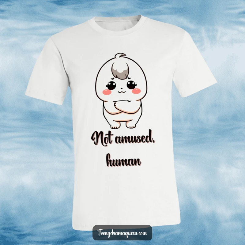 Funny t-shirt featuring a cute kawaii character crossing its arms with a hilariously pouty expression, ideal for a funny gift.