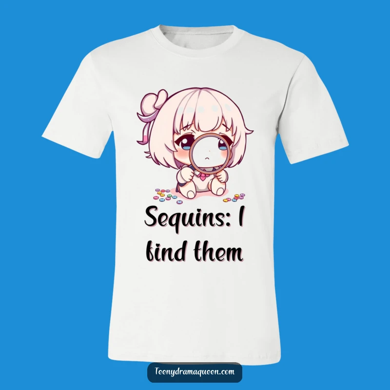 Funny Sequin Investigator T-Shirt: Hilarious Character Magnifying Tiny Detail, Funny Gift Tee