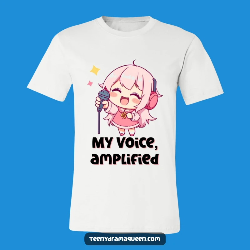 Funny Stage Bound Tee: Joyful Character Pursues Mic Dreams, Hilarious Gift!