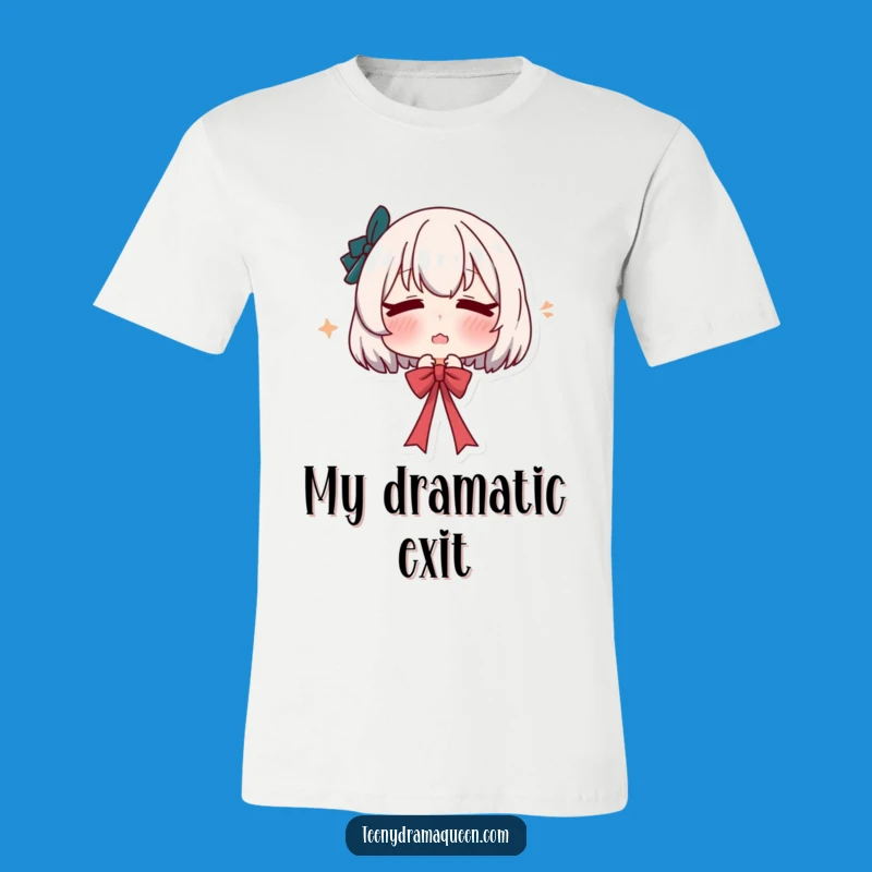 Funny Dramatic Sigh T-Shirt: Pouty Character Releasing Ribbon, Hilarious Funny Gift Tee