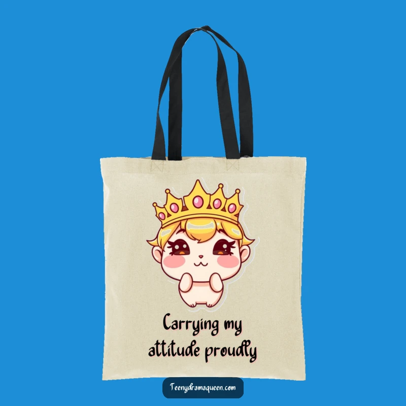Funny Sassy Crown Pouting Tote Bag - Hilarious Royal Shopping Companion!