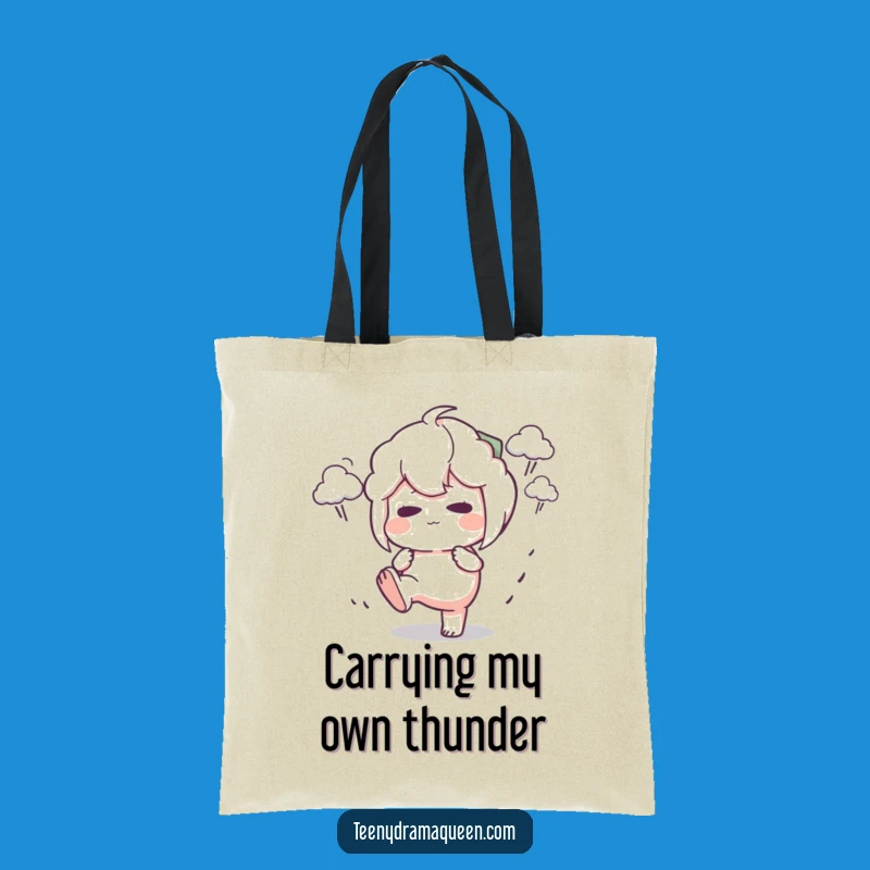 Funny Stomping Character Tote Bag: Pouting Stormy Mood Carry-All, Perfect Funny Gift