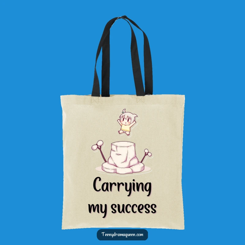 Funny Leaping Character Tote Bag, Carry Your Victories Everywhere