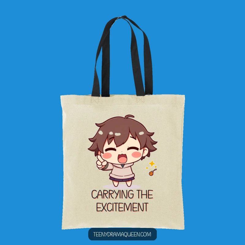 Funny Excited Character Tote Bag: Carry Your Discoveries With Dramatic Pointing
