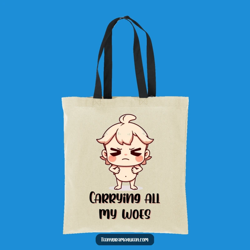 Funny Huffing Character Tote Bag: Grumpy Displeased Carry-All, Perfect Funny Gift