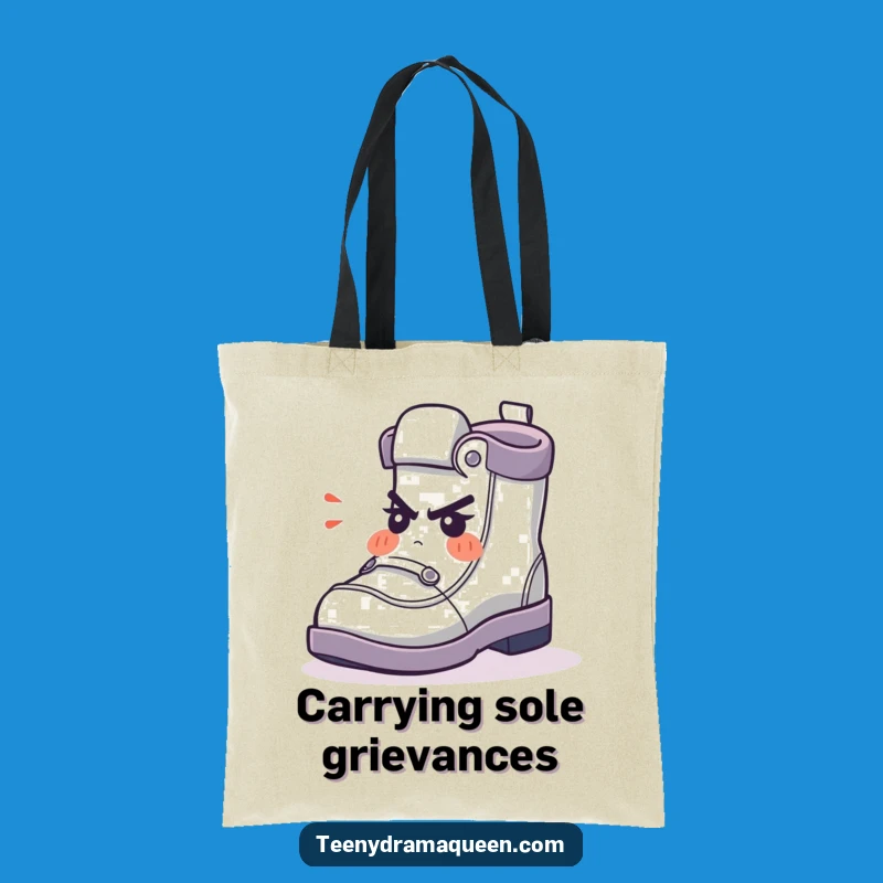 Funny Tote Bag - Indignant Shoe Character, Your Go-To Comedic Carry-All