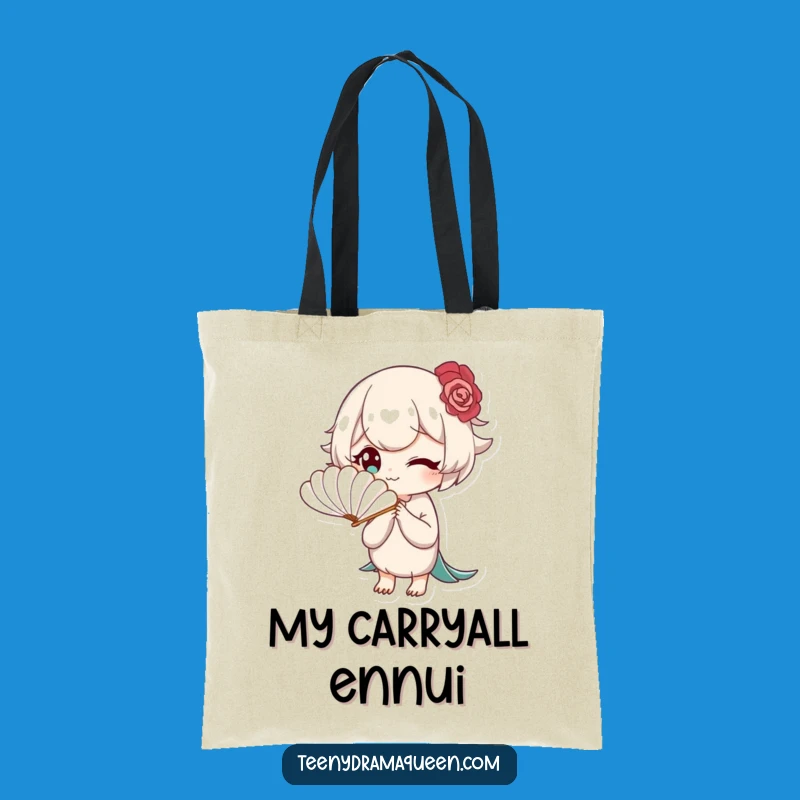 Funny Bored Elegance Tote Bag: Fanning Character, Carry Your Disinterest Funny Gift